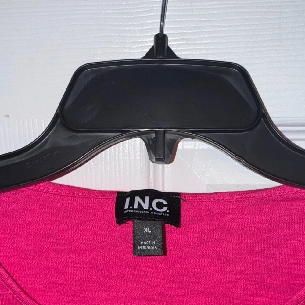 INC International Concepts Fuchsia Button-Accent Long Sleeve Top - Picture 2 of 9
